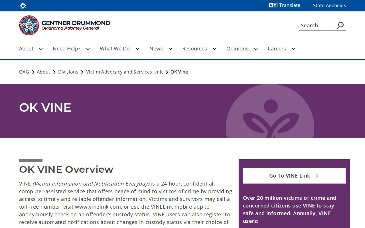 Oklahoma VINE notification information for Pawnee County inmate releases